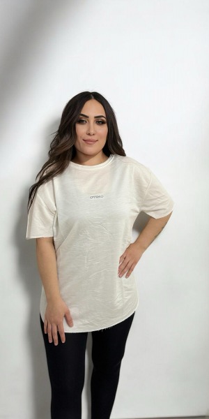 Alo Baskılı Bisiklet Yaka Beyaz Tişört