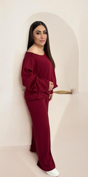 Bordo Ters Dikiş Detaylı Modal Takım