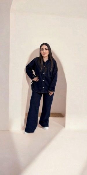 Oversize Denim Gömlek Pantolon Takım