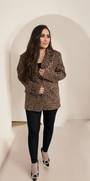 Leopar Desen Süet Ceket