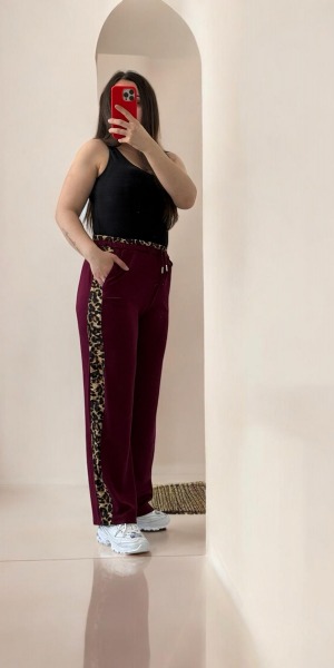 Bordo Leopar Desenli Palazzo
